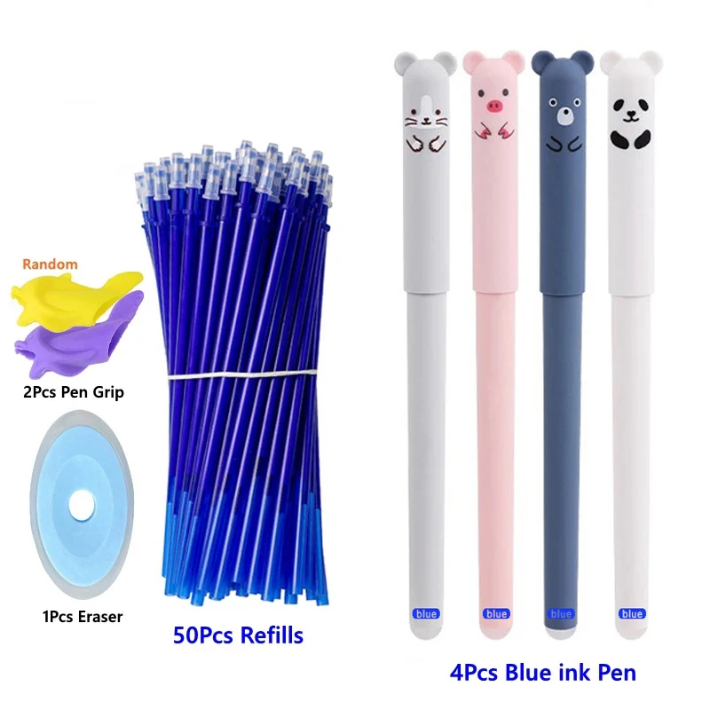 37/57Pcs/set 0.5mm Erasable Gel Pens Animals Panda Erasable Pen Refills Rods Washable Handle School Office Supplies Stationery