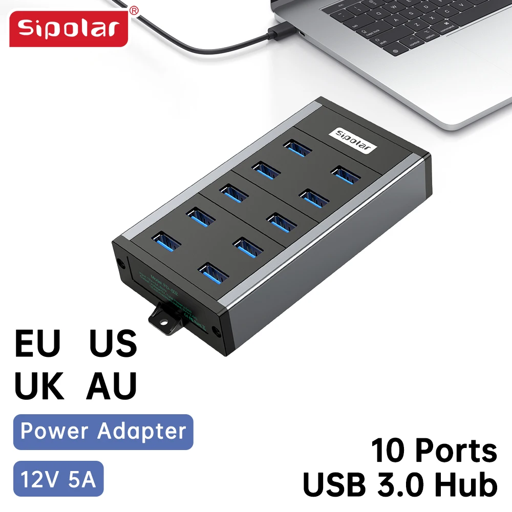 

Sipoar FD-602 с металлическим питанием, 10 портов, USB 3,0, настенное зарядное устройство, концентратор, станция, USB-концентратор для передачи данных, портативный для ноутбука, Macbook Pro