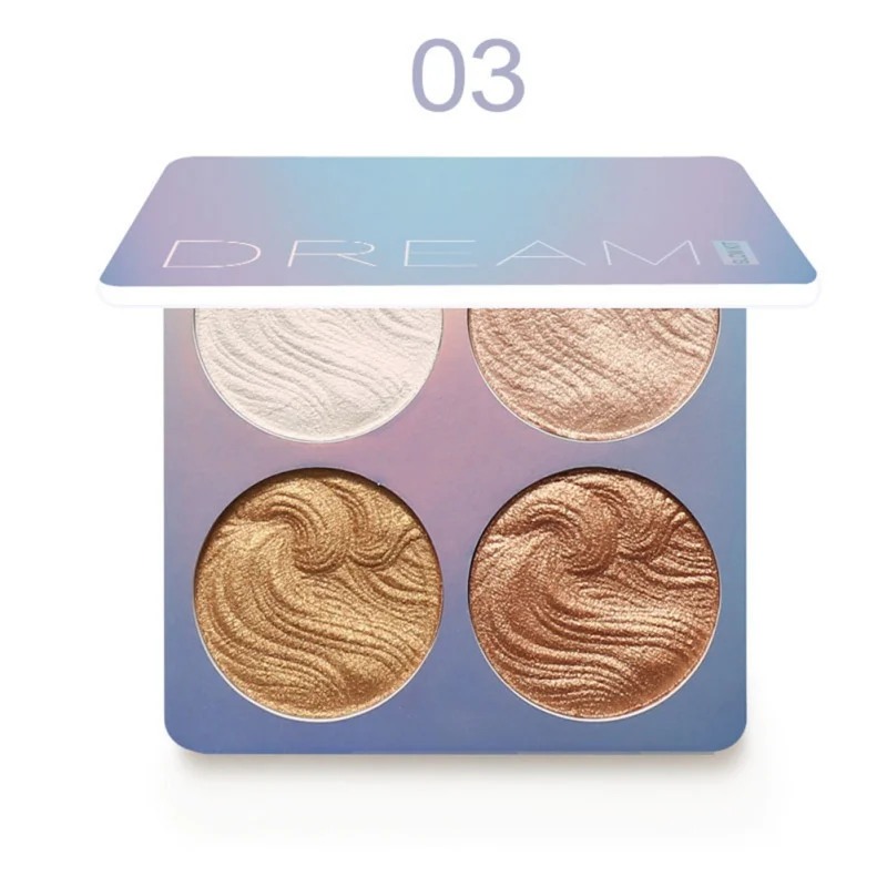 4 Colors Waterproof Face Baked Highlighter Palette Bronzers Powder Shiny Brighten Skin Tone Makeup Luminous Contour Long Lasting