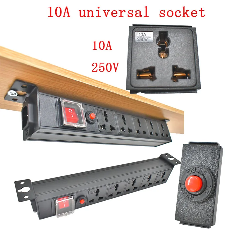 

Настольная розетка C14, порт PDU, удлинитель, офисная электрическая 1-10AC, универсальная розетка с панелью питания, 16 А, 3500 Вт, защита от перегрузки