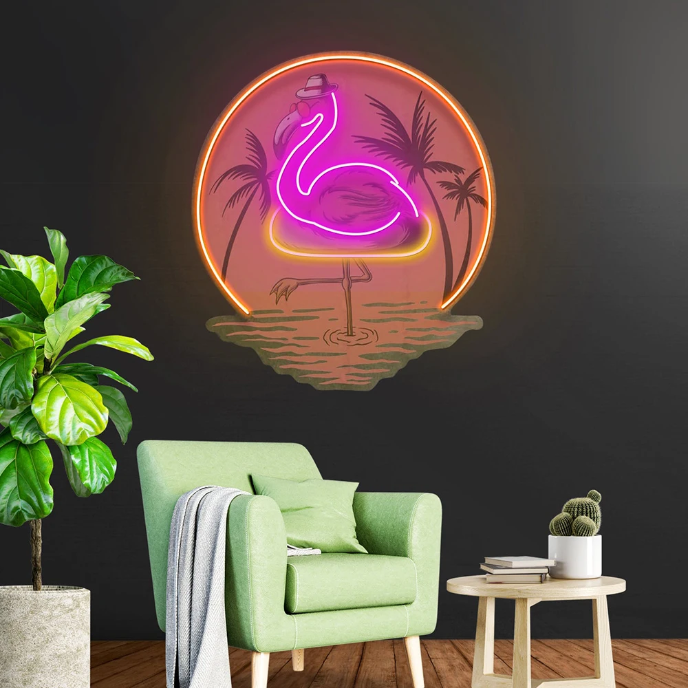 Flamingo Summer Led Neon LED Sign Summer Party Decor Tropical Night Light Custom Name Pool Bar Neon Sign Personalized Gifts