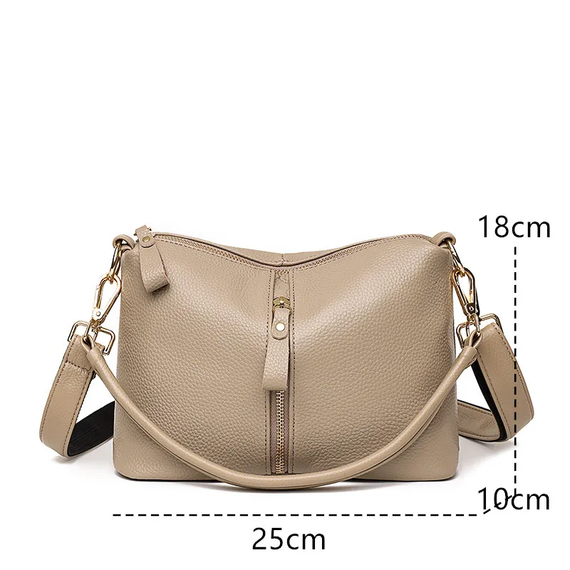 2023 Luxury Genuine Leather Women\'s Shoulder Crossbody Bags High Quality Women Handbag Solid Color Cow Female Messenger Tote Sac