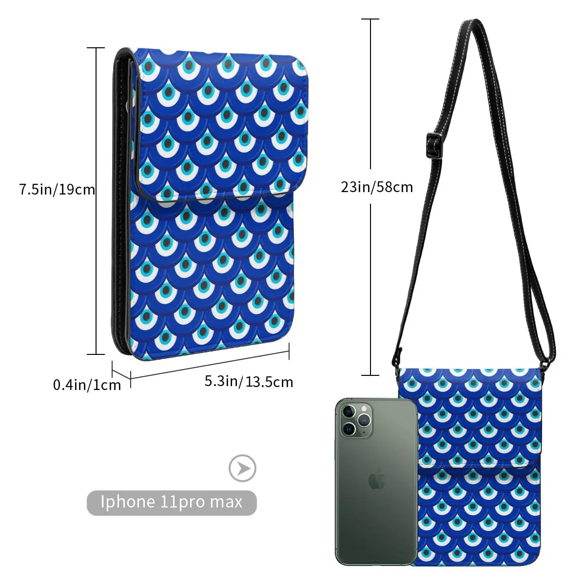 Nazar Evil Eye Cell Phone Purse Leather Card Holder Wallet Stylish Girl Turkey Greece Talismans Symbol Mini Shoulder Bag