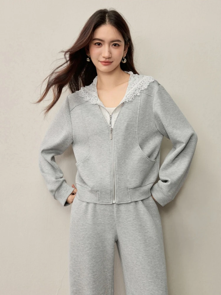 

SENTUBILA Women's Suit Fake Two-Piece Hoodie Sweatshirts & Elastic Waist Straight Trousers Fashion 2pcs Suits 153ZH2491