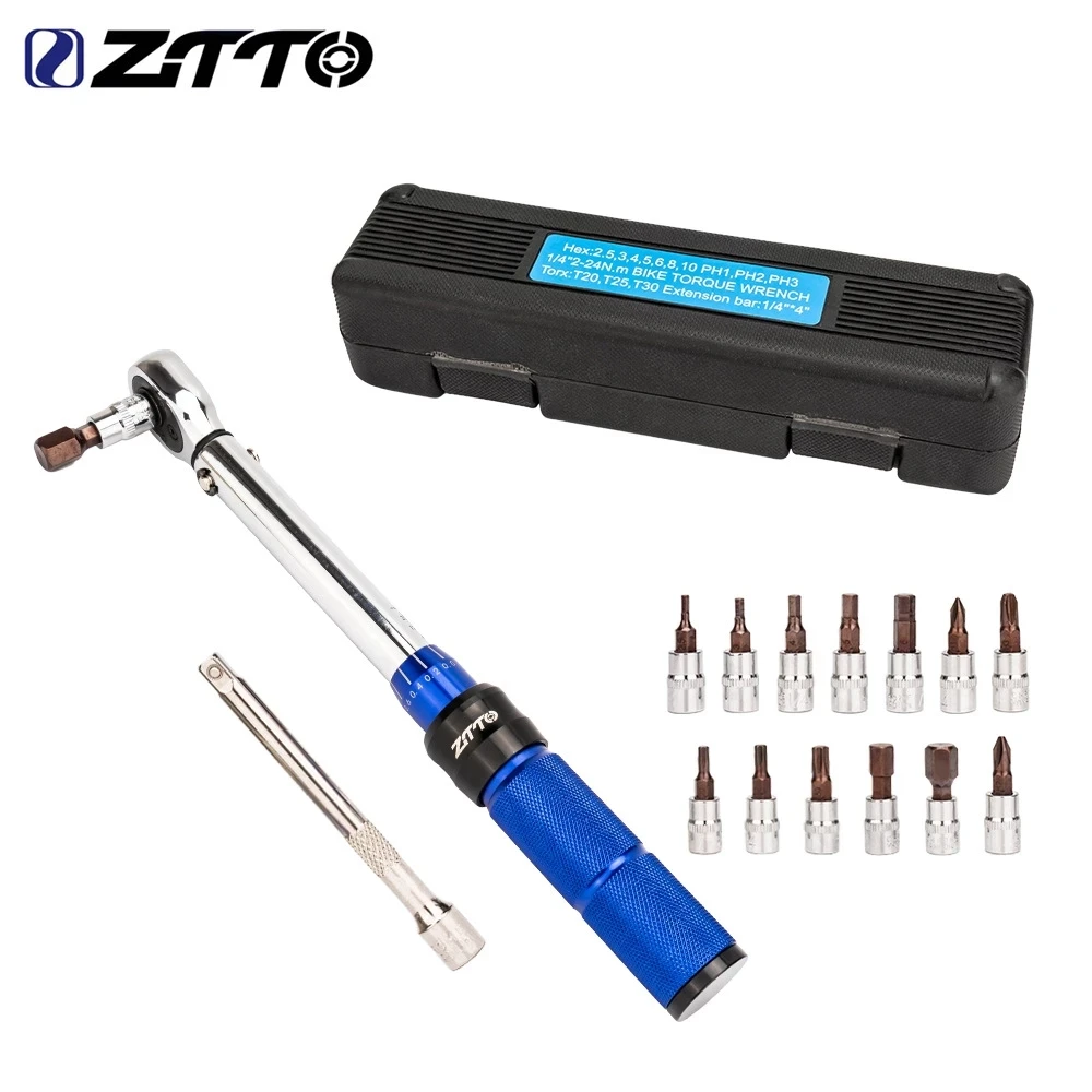 ZTTO MTB Road Bike Bicycle Preset Torque Wrench 2Nm to 24Nm Precise Instrument Durable Hexagon T25 Allen Key S2 Prime Steel