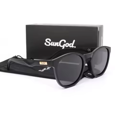 SUNGOD MIRAS Blue Mirror Sunglasses Men's Polarized Lens Glasses Retro Fashion Square Men's Sunglasses Sport SO1: with box