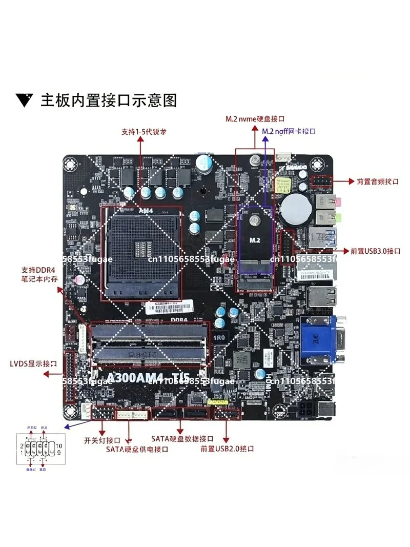 A300AM4-T15 Mini ITX HTPC Motherboard, 17x17cm, AMD A320, Integrated, High Performance, Compact PC Mainboard