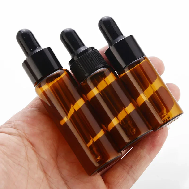 50 pz 5 ml 10 ml 15 ml 20 ml Bottiglia Contagocce In Vetro Ambrato Barattoli Fiale Con Pipetta Per Bottiglie di Olio Essenziale di Profumo Cosmetico