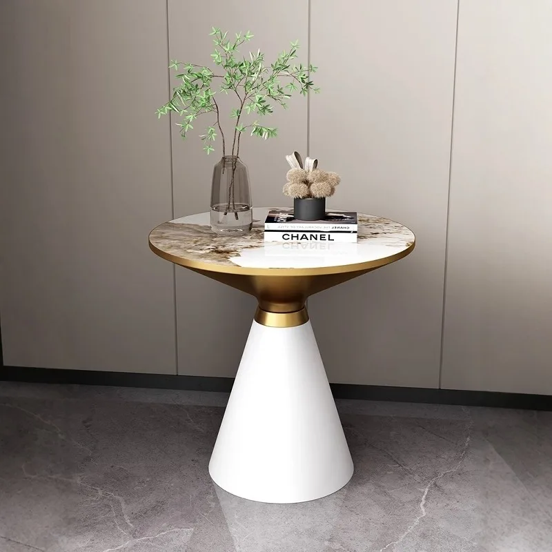 طاولة جانبية إبداعية من أردواز الشمال، طاولة زاوية صغيرة مستديرة وبسيطة لغرفة المعيشة والقهوة الحديثة #4