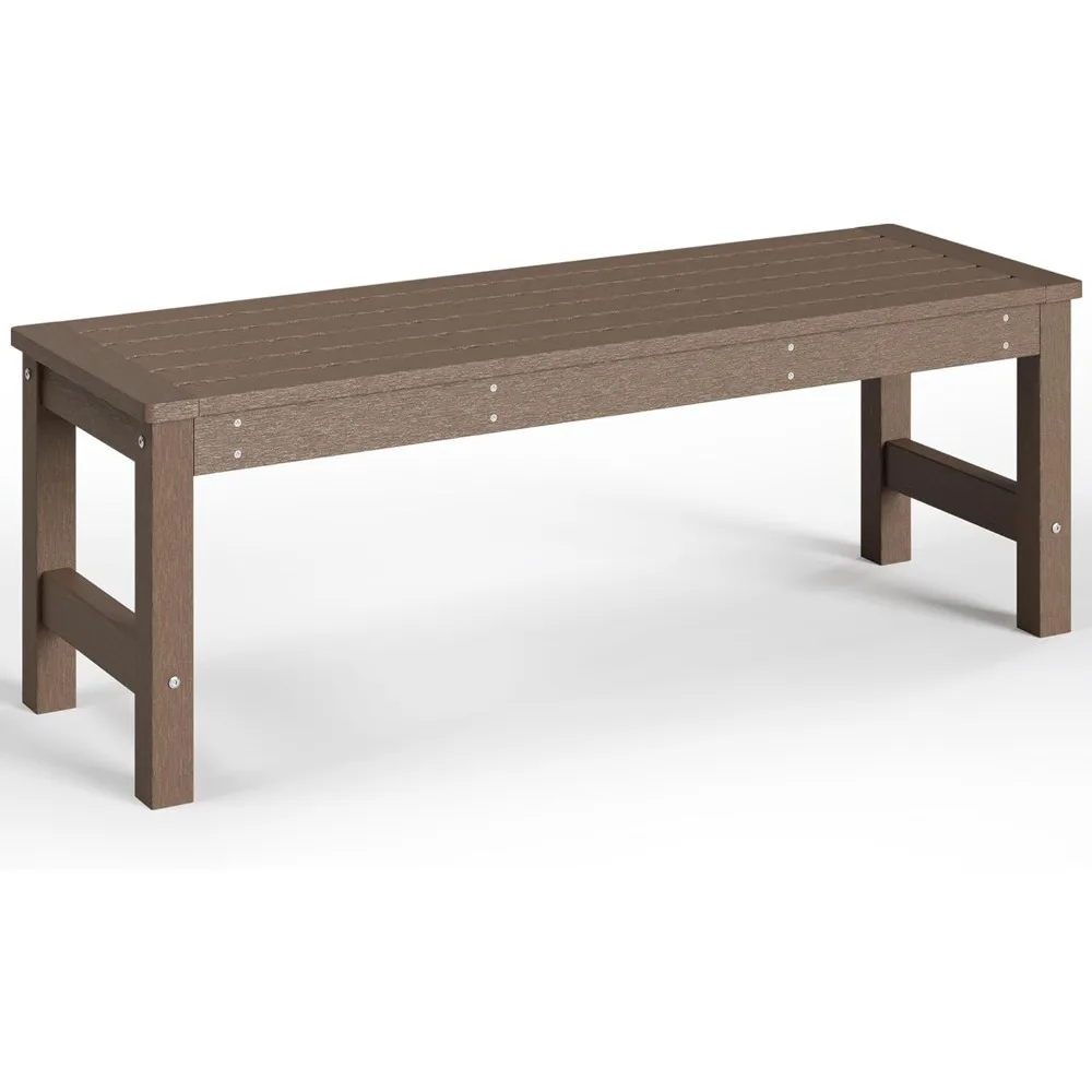 

48" HDPE Outdoor Bench, All-Weather & Fade-Resistant 2-Person Garden Bench, Low Maintenance Patio Bench for Garden, Porch & Pati