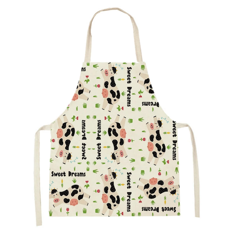 Tortoises Cows Printed Kitchen Aprons for Men Women Home Cooking Baking Cleaning Tool Aprons Pinafore Tablier Waist Bib