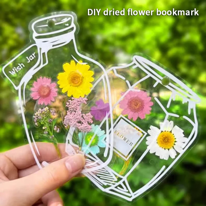 20/40/60PCS DIY Handmade Transparent Dried Flower Bookmark Clear Bottle Shape Bookmarks For Collecting Dried Flowers Bookmarks