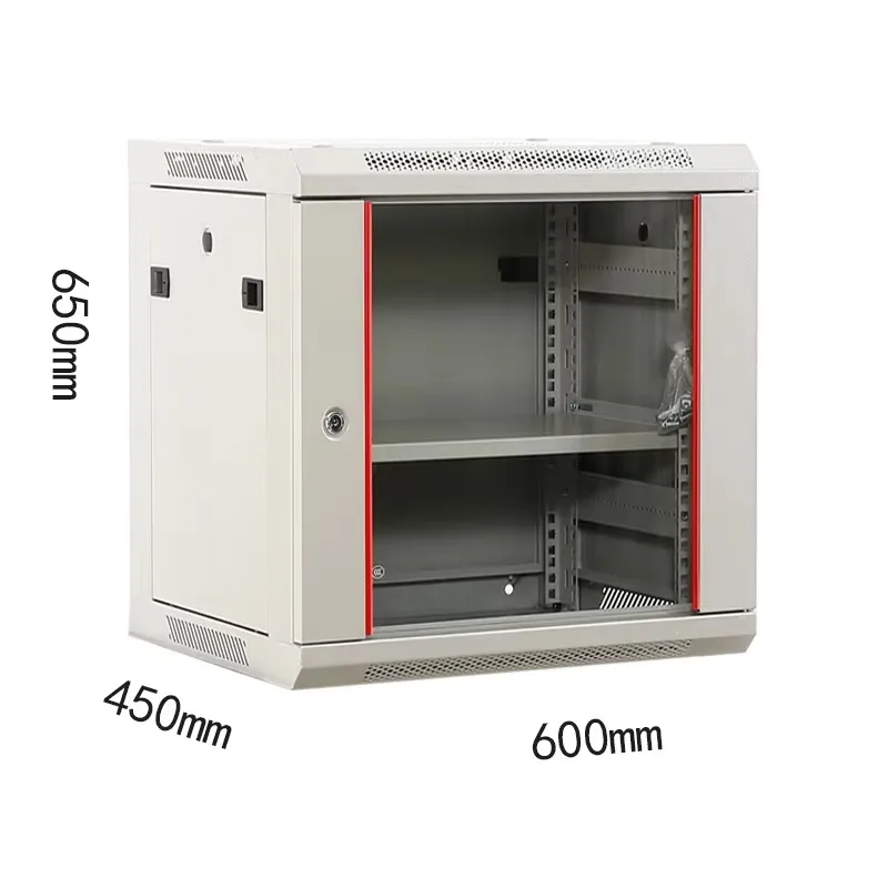 White 9U 19-Inch Steel Server Rack Cabinet Wall Mounted Network Box Data Center Removable Side Panel 600mm