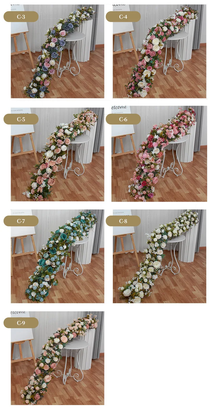2M Orange Europäische Künstliche Rosenblumenreihe Hochzeits-Hintergrund Bogen Blumen-Läufer Schaufenster Ausstellung Event-Dekoration Großhandel – Detail 4