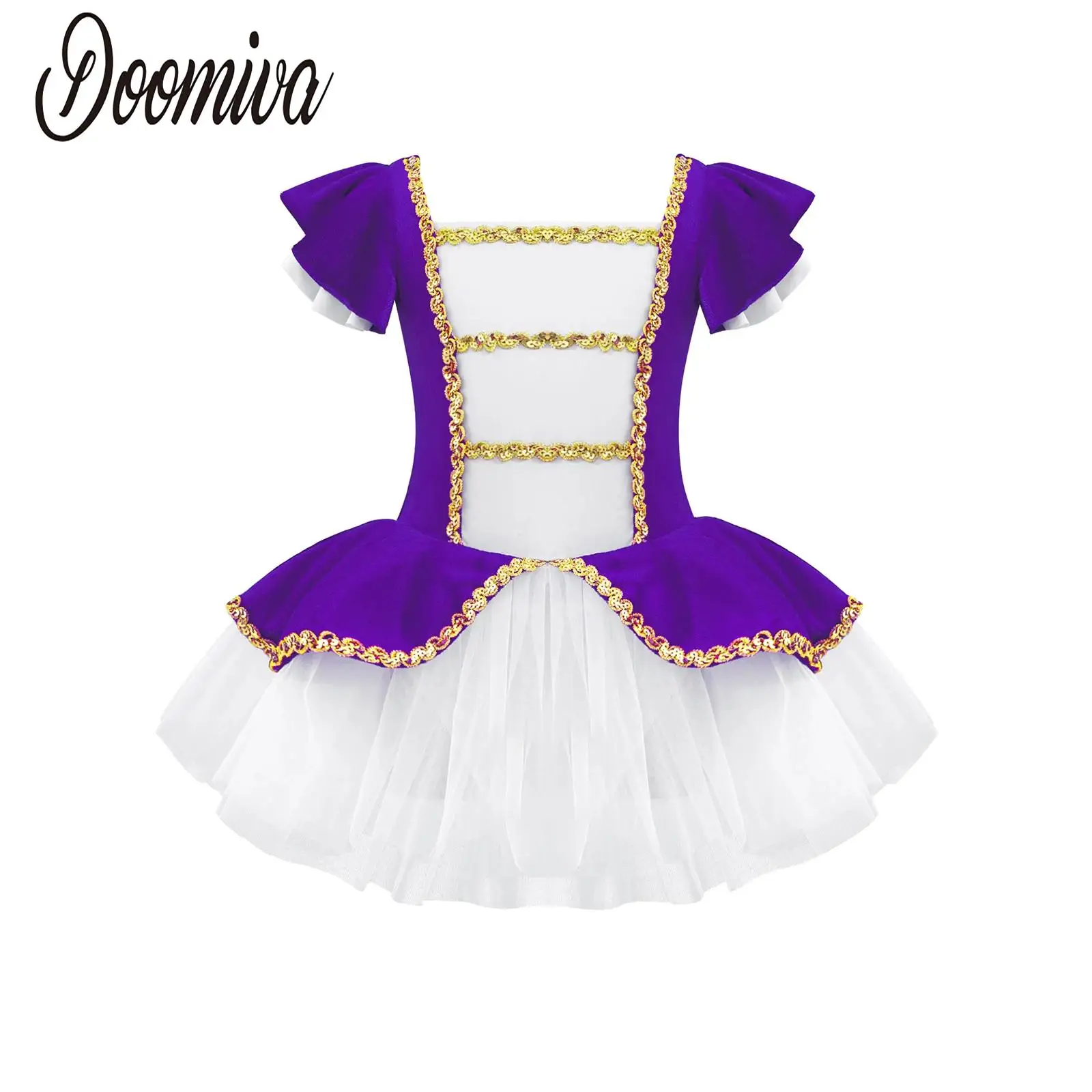 

Kids Girls Circus Halloween Costume Princess Ballet Dance Tutu Dress Short Sleeve Leotard Bodysuit Dresses Performance Cosplay