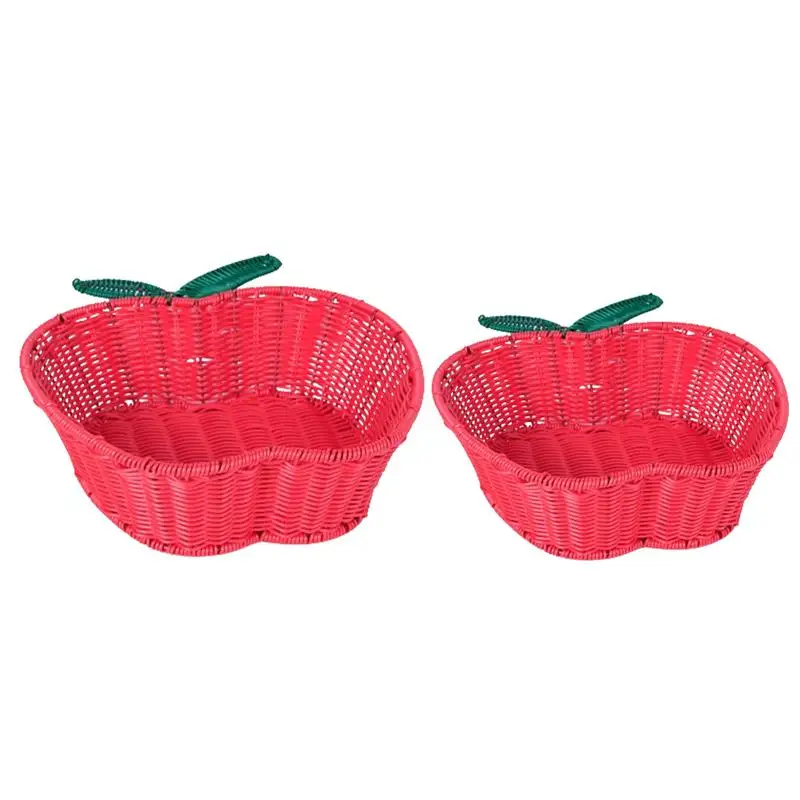 

Fruits Bread Baskets Handwoven Storage Serving Baskets Round Fruit Woven Basket Bowls Decorative Kitchen Counter Organizing For