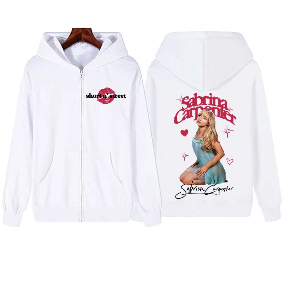 Sabrina Carpenter Short N Sweet Zipper Hoodie Man Woman Harajuku Pullover Tops Sweatshirt Streetwear Fans Gift Classic Simple