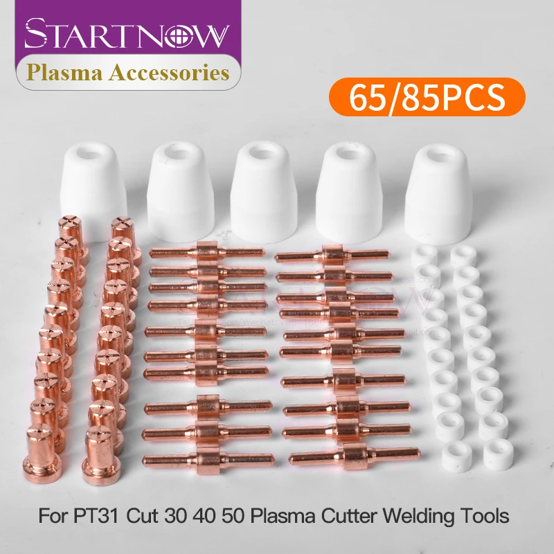 Startnow 85/65PCS PT31 LG40 Plasma Torch Consumables Kit PT-31 CUtting Nozzles Shield Electrode Shunt CUT40 HYC45D PLC50D CUT50