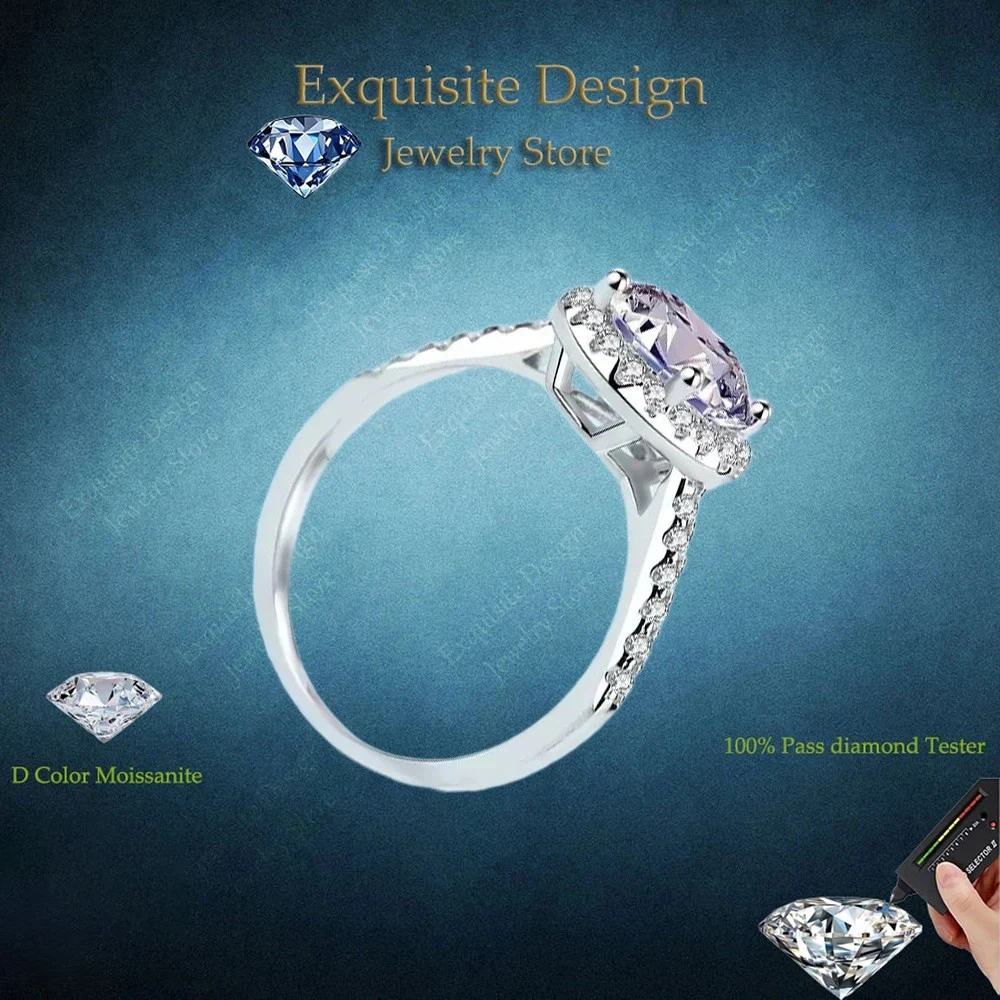 

Exquisite Design 1/2Carat Oval Moissanite Diamond Ring, Designer Jewelry 18K White Gold Unique Design Rings Best Gift for Women