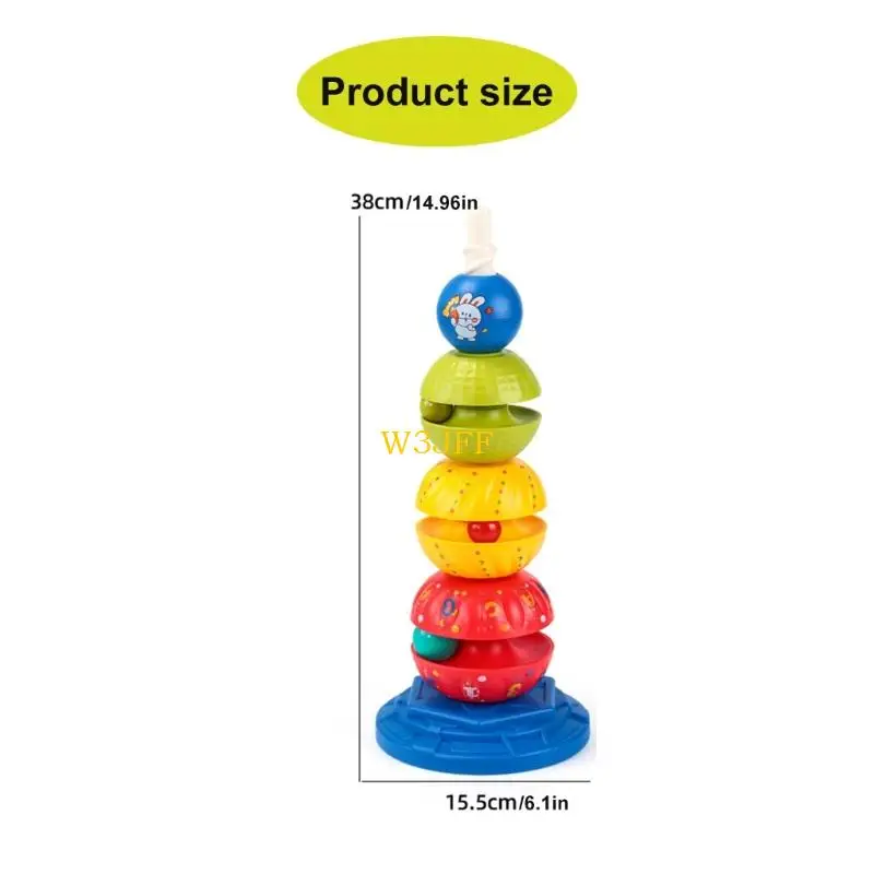 W3JF Baby Developmental Stacking Tower Toy Regenbogen Farbsortierspiel für Kleinkind -Lernaktivitäten mit rotierendem Design