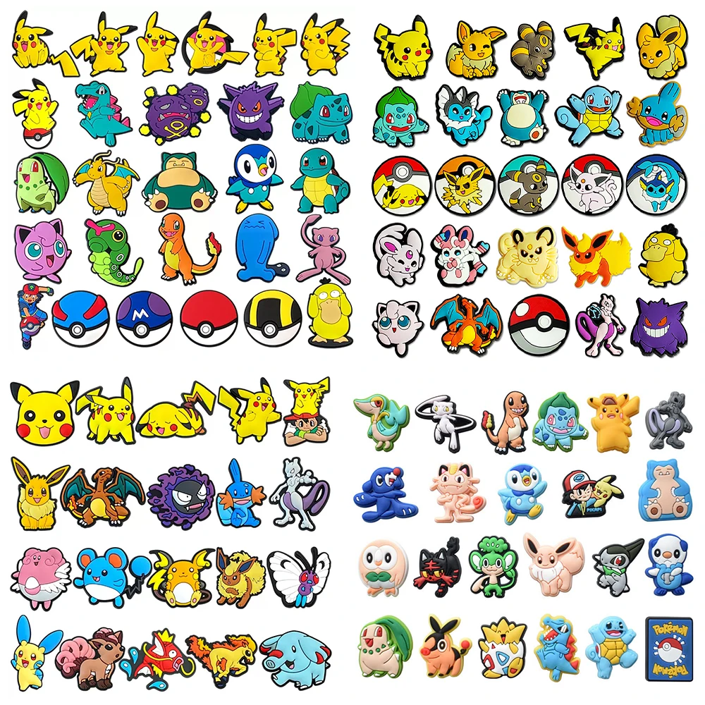 

9-47 шт. Potdemiel Pokemon Pikachu обувь подвески мультяшные сабо сандалии украшения аксессуары для обуви из ПВХ подвески для друзей подарки