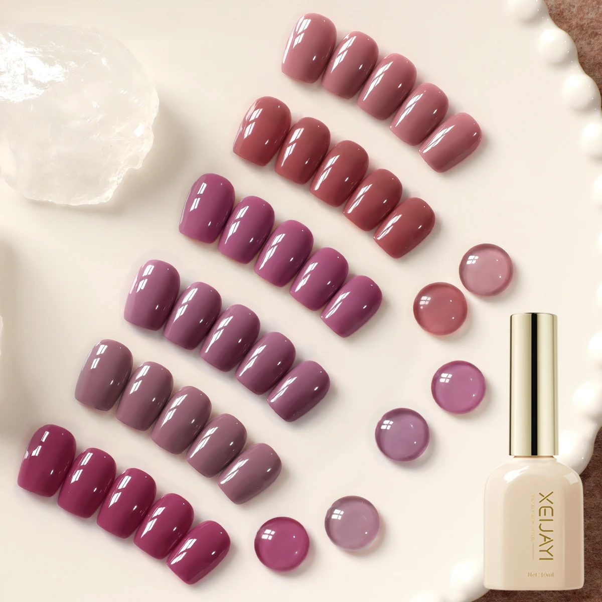 XEIJAYI botella romana camafeo rosa 6 uds-Juego de manicura diseño de Arte de uñas regalos de salón para mujeres remojar UV LED Gel de uñas