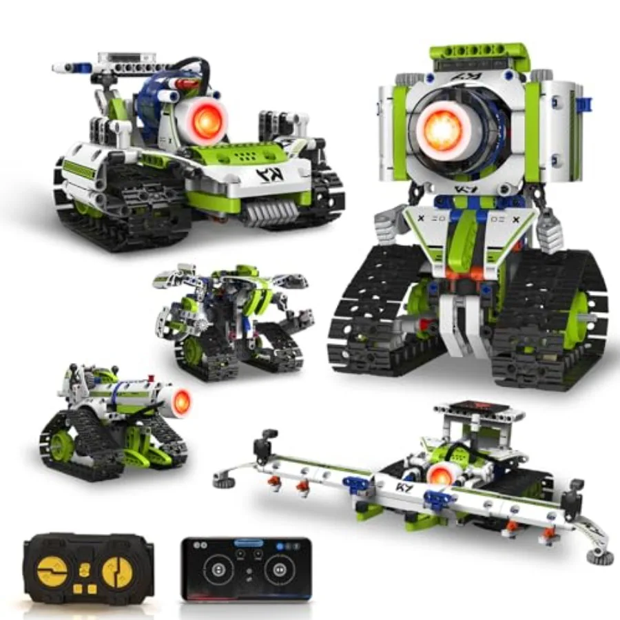 

Robot Building Toys for STEM Learning, ABS Plastic, Blue and Gray, Remote-Controlled 5-in-1 Robotic Models with 337 Pieces