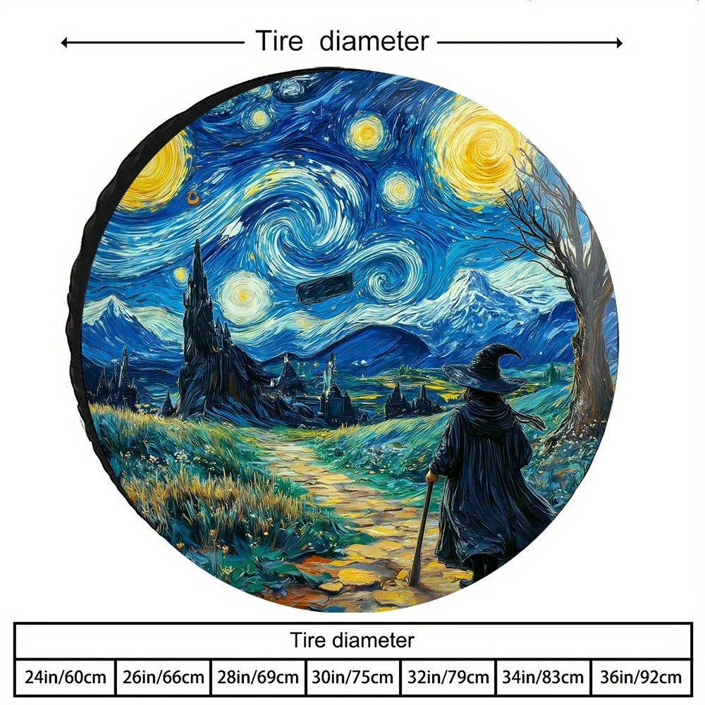 Mystical Dream-style Starry Sky Wizard Pattern Wizard Tire Cover, Featuring A Fantastical And Enchanting Design, Suitable For SU