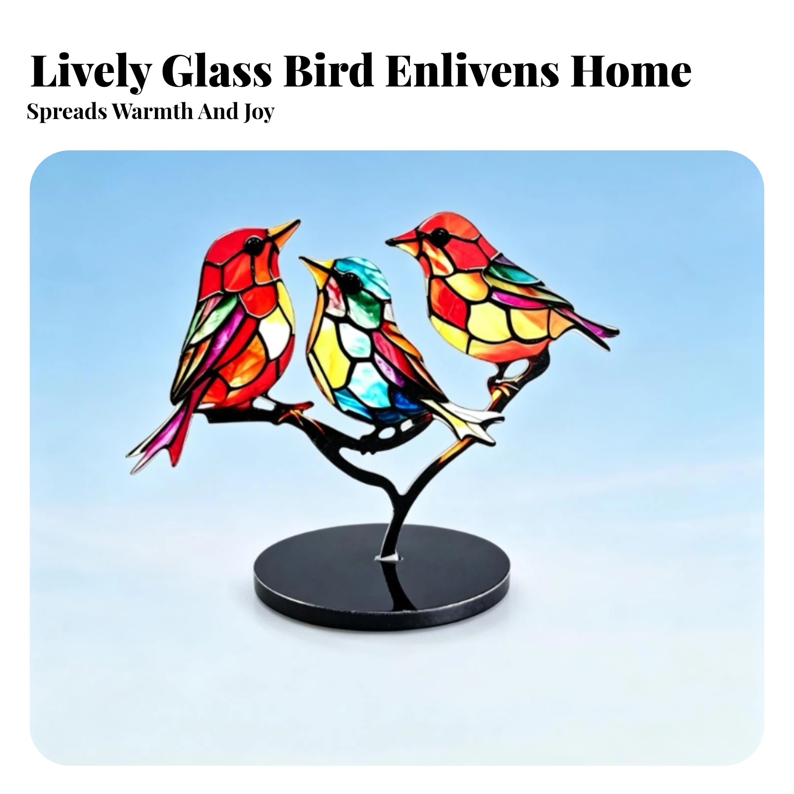 Bird on Branch Ornament Easy to Clean Acrylic Bird Ornament Hummingbird Craft Statue Smooth Surface Long Lasting