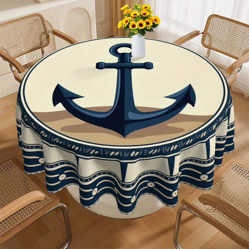 1 tablecloth, Christmas Navy theme printed tablecloth, suitable for home kitchen and dining roomzyc
