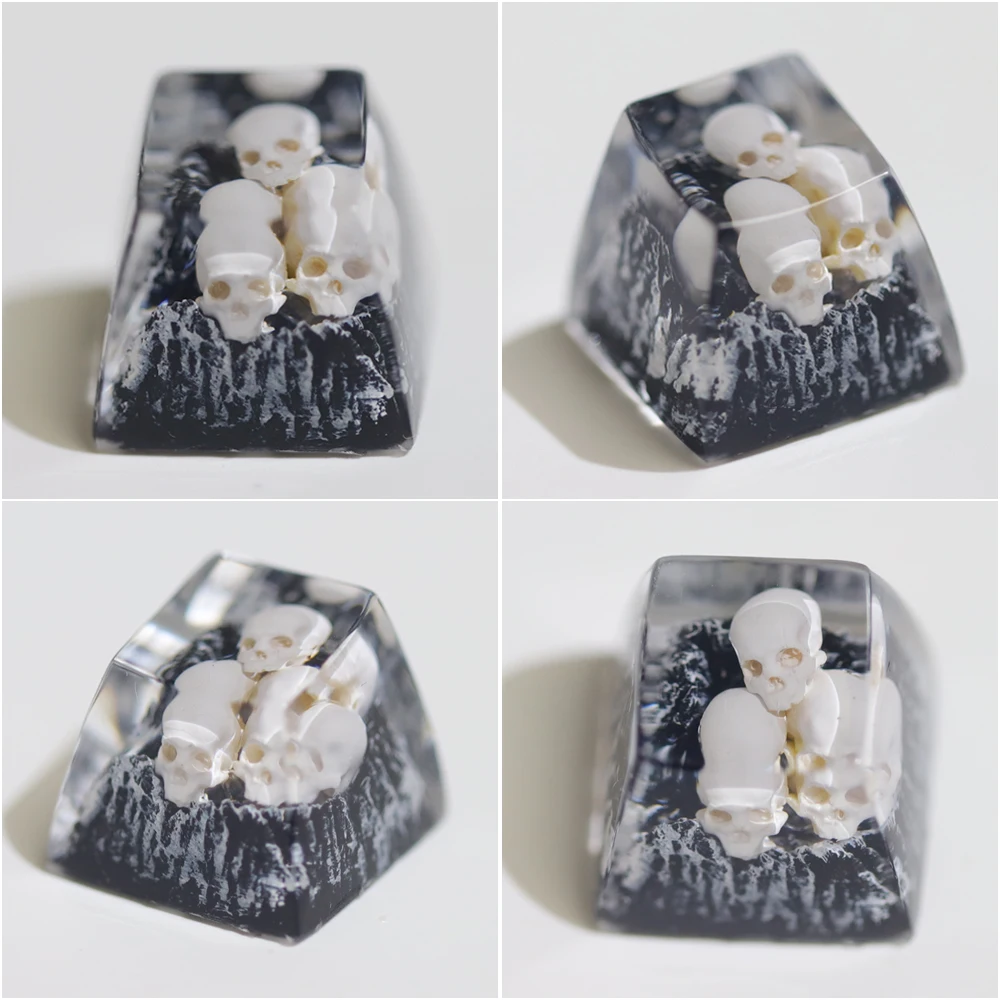 1pc High Quality Epoxy Snowy Mountain Skull Three-dimensional Personality Cross Axis Mechanical Keyboard Keycap Game Replacement