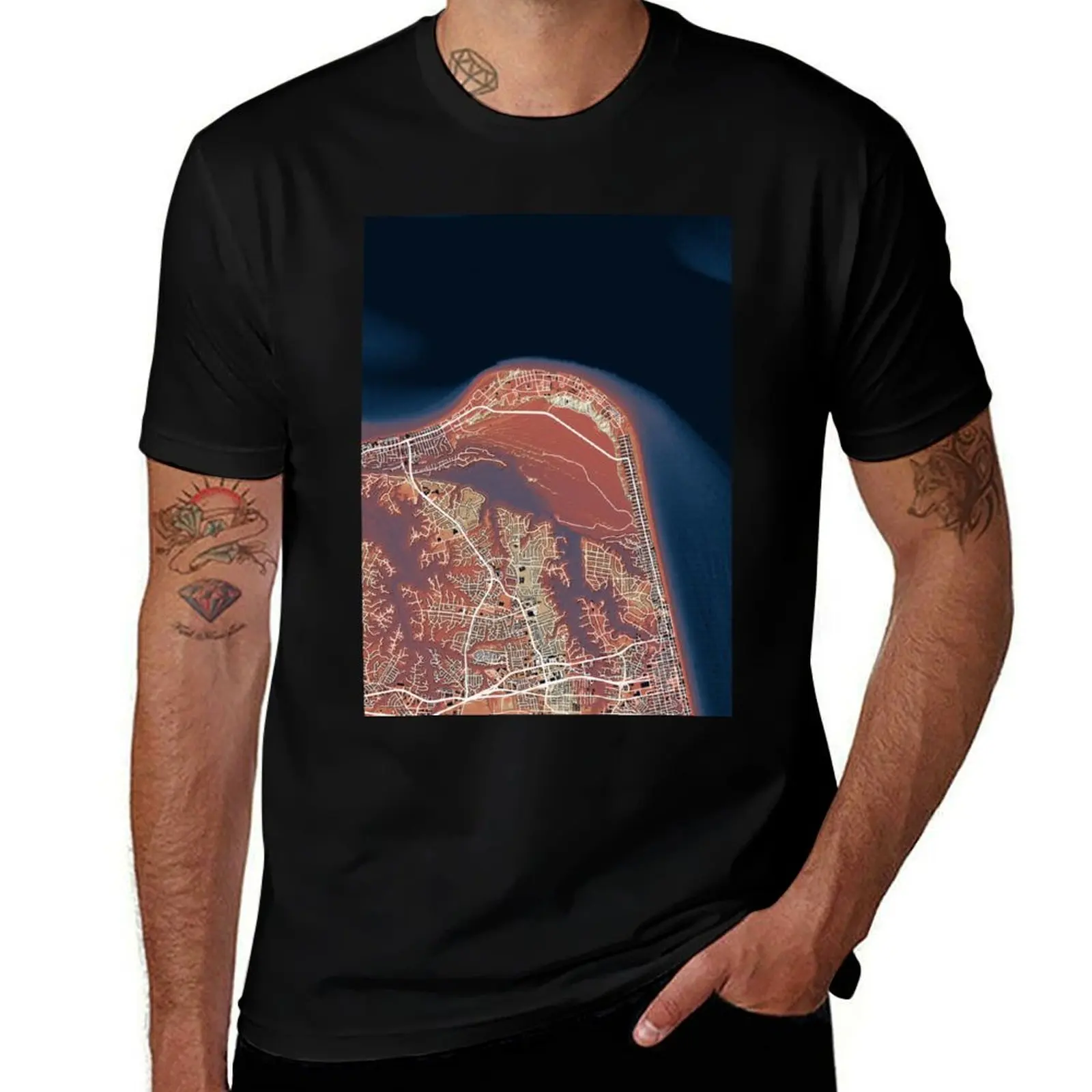 

colors street map shirts Cape T-Shirt sunset shirt Virginia Beach t man graphic Henry, italian cotton t for man in