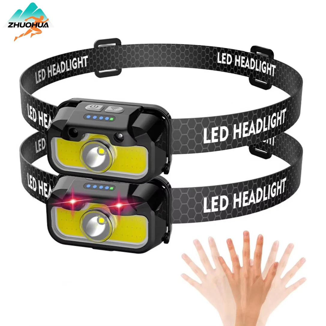 

ZHUOHUA LED Motion Sensor Headlight with White Red Green Camping Search Light 7 Gears Powerful Headlamp Torch for Outdoor Hiking