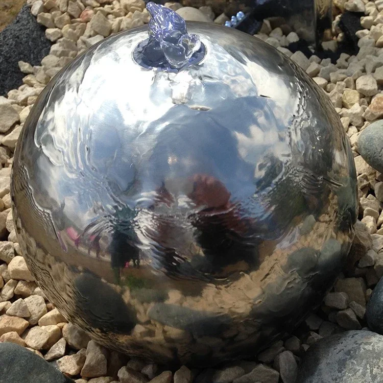 Large mirror polished hollow ball fountain pool stainless steel sculpture ball
