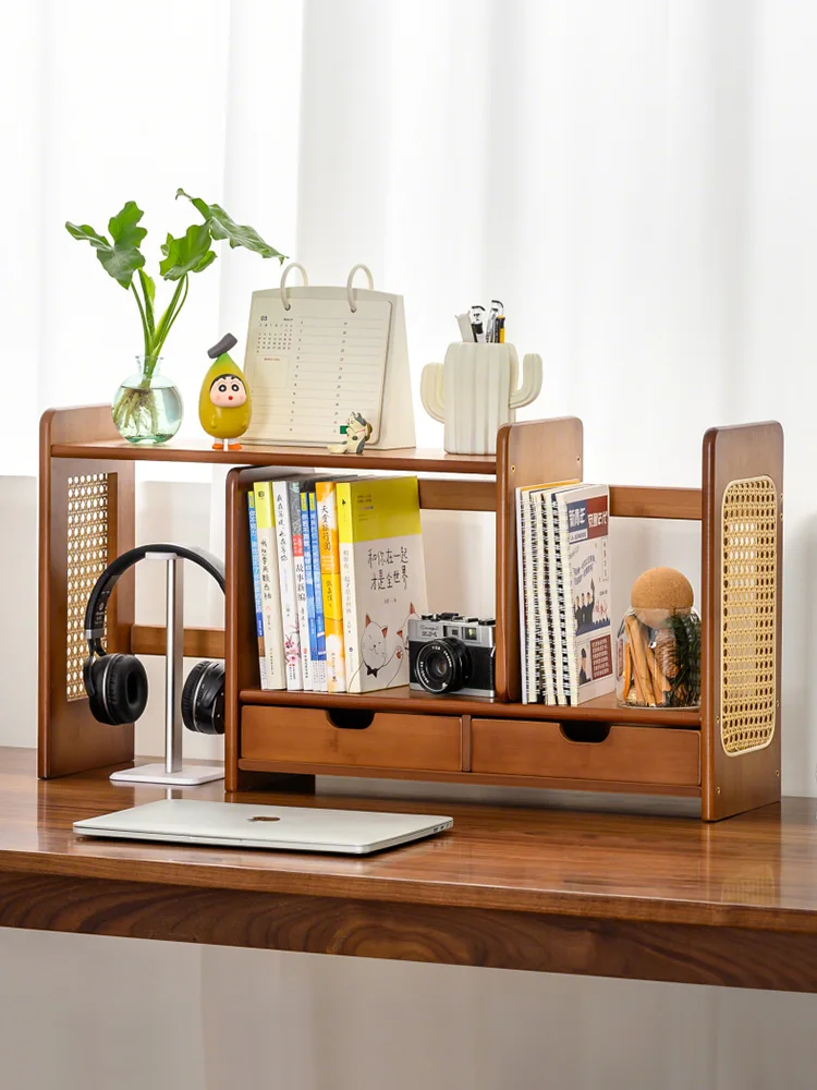 

Выдвижная настольная книжная полка, простая многослойная настольная стойка для хранения, офисная отделка рабочего стола, многофункциональная полка