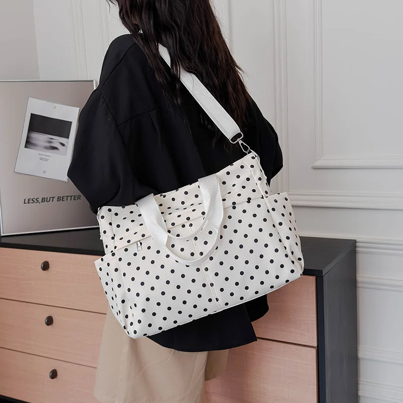 

Brand Nylon Polka Dot Shoulder Bag Casual, Stylish,Retro Crossbody Boston Bag Large Capacity, Lightweight Travel Shoulder Bag