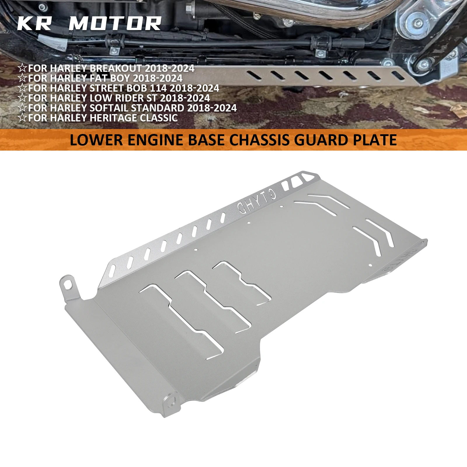 

Motorcycle Lower Engine Base Chassis Guard Plate Protection For Harley Softail Fat Boy Low Rider Breakout Street Bob 2018-2024