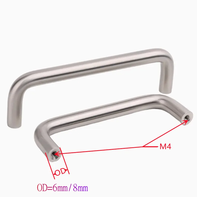 1pc 6mm 8mm Stainless Steel U Type Door Handles Dresser Knobs Kitchen Cabinet Knobs And Handles For Furniture Hardware