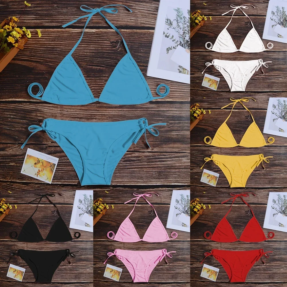 Women\'s Underwear Thong Bikini Set Swimsuit Bandage Style Brazilian Swimwear Soft Briefs Sexy Bra Lingerie Woman Clothing Summer