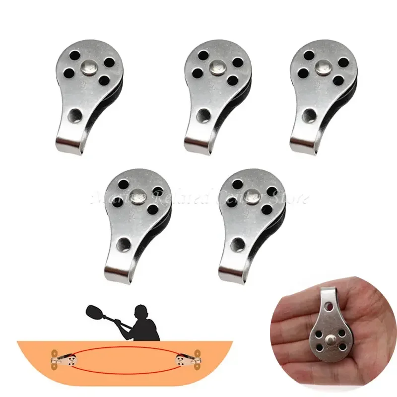 

5 шт., шкив из нержавеющей стали 316, нейлоновые блоки 25 мм, веревка, морское оборудование для каяка, каноэ, лодки, якорь, тележка, комплект, веревка от 2 мм до 8 мм