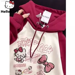 Sanrio Hello Kitty New Hooded Sweater Women's Plush Thickened Yk2 Gothic Hip Hop Hoodie 2000s Fashion Korean Style Pullovers Y2k