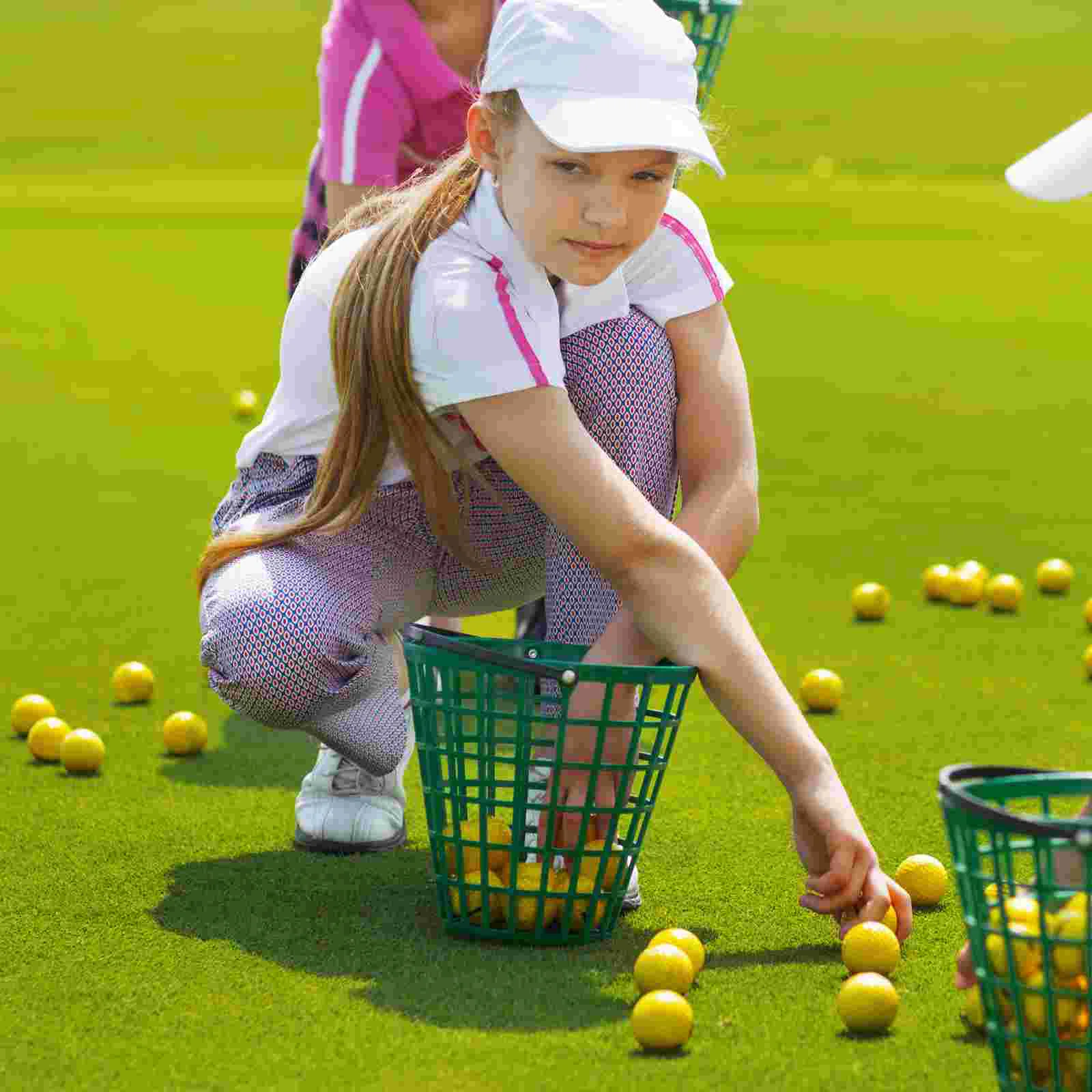 Basket with Lid Ball Carrying Bucket Steel Wire Golfball Hoop Man Range Buckets