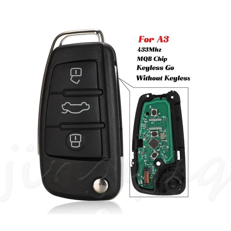 

jingyuqin MQB KeylessGo / Semi-intelligent Modified Remote Key 3 Buttons 433MHz use For Audi A3 S3