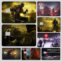 Dark S-Souls 3 Stickers 4pcs PVC Credit Card Skin Stickers Removable Self-adhesive Protective Film