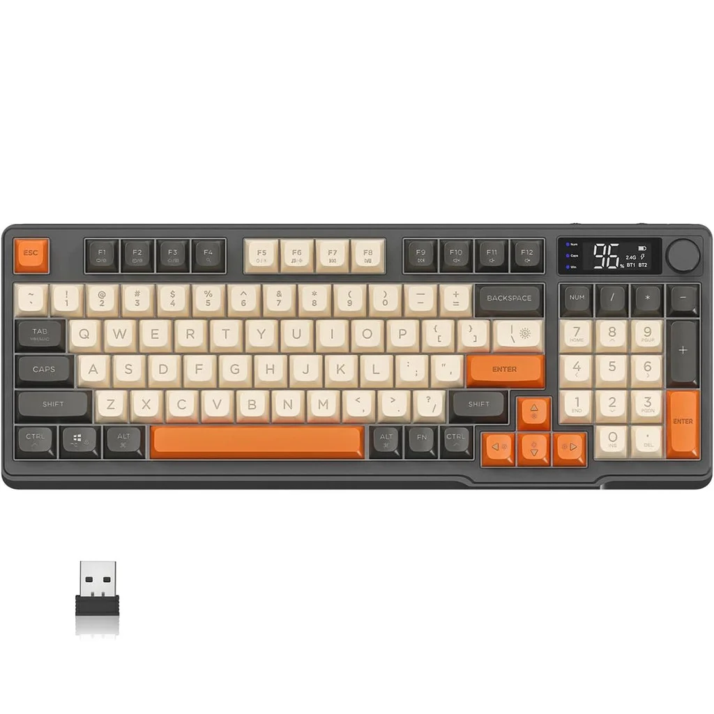 Teclado inalámbrico Free Wolf M96 - Modo dual (BT/2.4G) Teclas degradadas Pantalla OLED Batería de larga duración Compacto