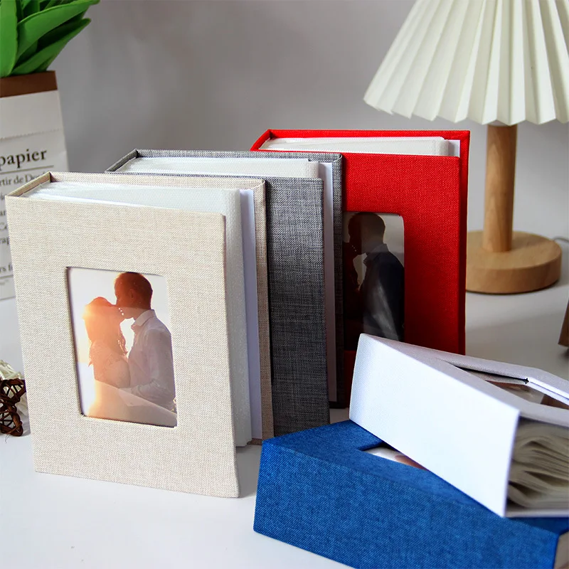 1 linen cover 6-inch photo album, 50 pages that can hold 100 photos, suitable for weddings, birthdays, artworks, or postcards.。