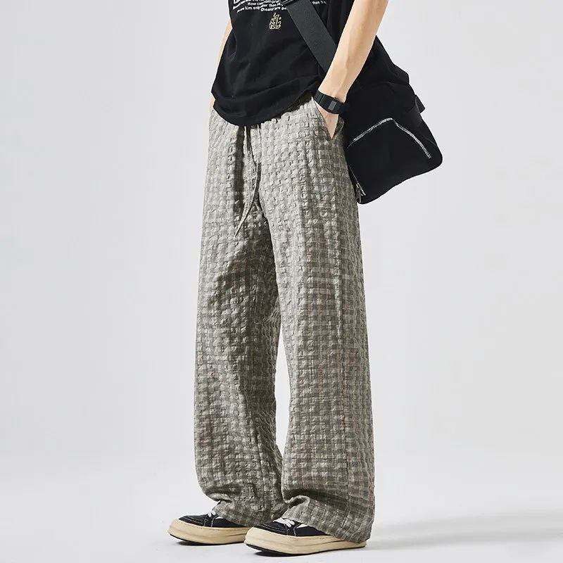 Quick-drying Seersucker Casual Pants Men's Spring 2026 New Texture Loose Wide-leg Drape Long Pants