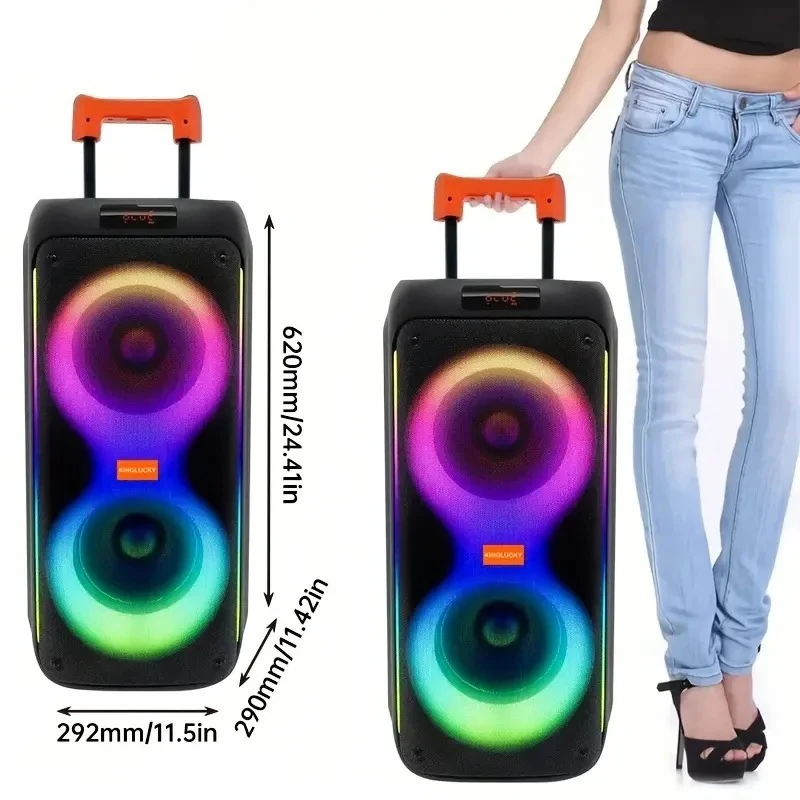 Kinglucky M17 80W High-Quality Wireless Portable BT Speaker with RGB LED Lighting for Outdoor Use