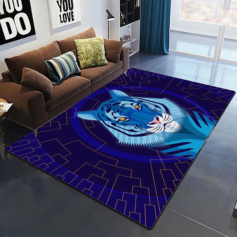 Domineering Tiger 3D Printed Carpets for Living Room Bedroom Decor Jungle Animals Carpet Home Bedside Floor Mat Play Area Rugs