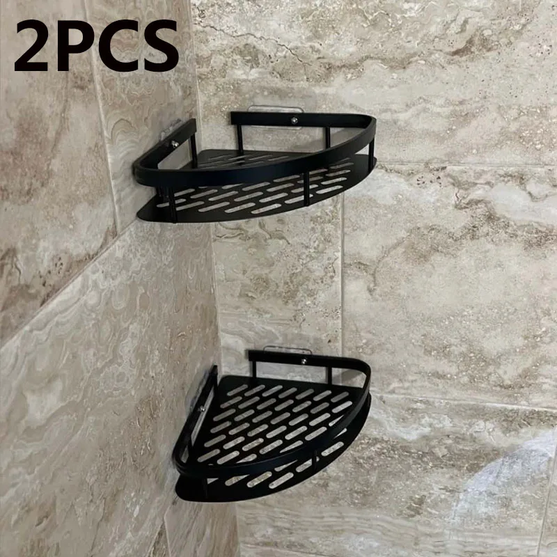 Bathroom Shelf Aluminum Alloy Shampoo Rack Makeup Storage Organizer Shower Shelf Bathroom Accessories No Drill Wall Corner Shelf